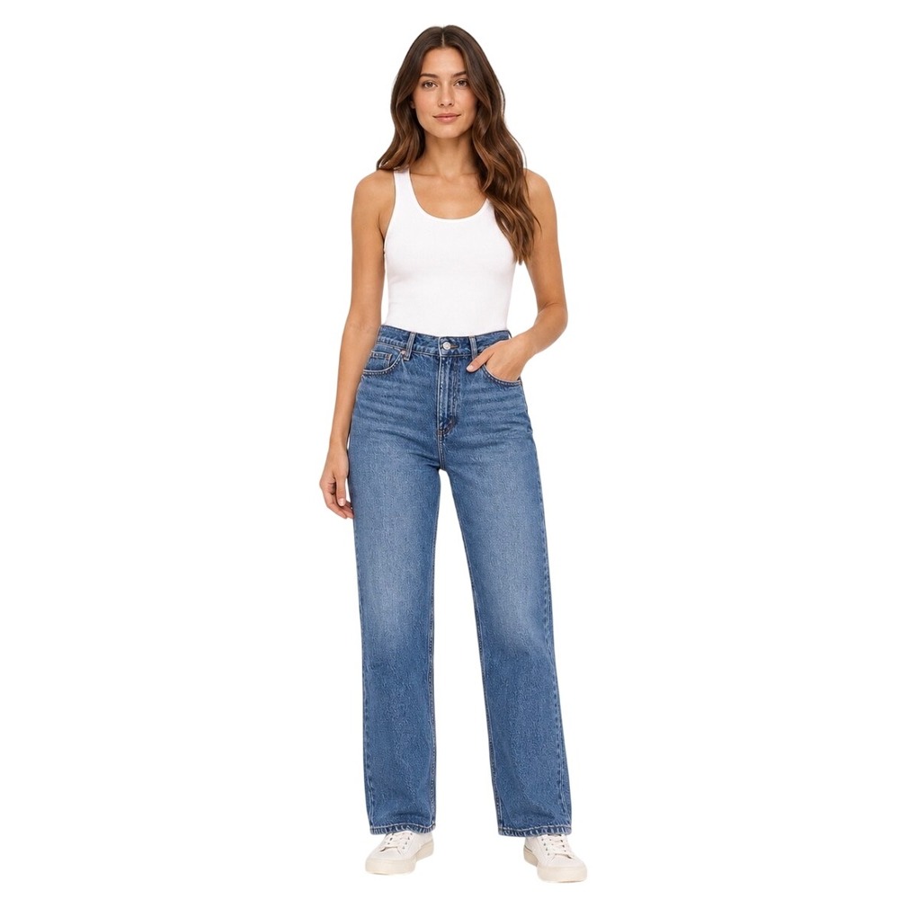 Dynamite Heidi High Rise Wide Leg Jeans in Medium Blue Wash 26